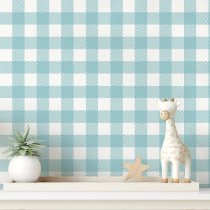 Papel Pintado Jugado de Gingham azul y blanco