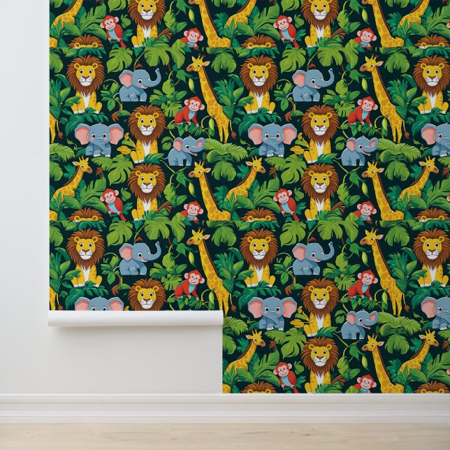 Papel Pintado Jungle Safari Animals Kids's Peel and Stick (Solicitud)