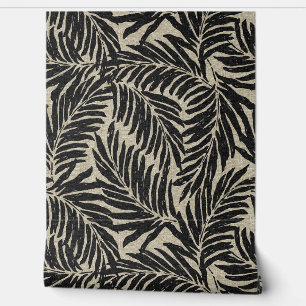 Papel Pintado Kahanu Palms Textura Hawaiana Faux Linen - Negro