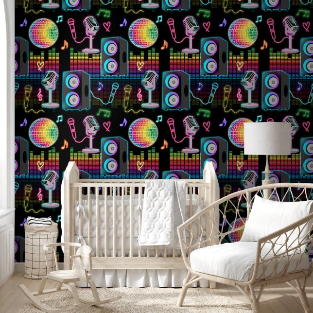 Papel Pintado Karaoke Neon Glow Singing Music Party (Niños)