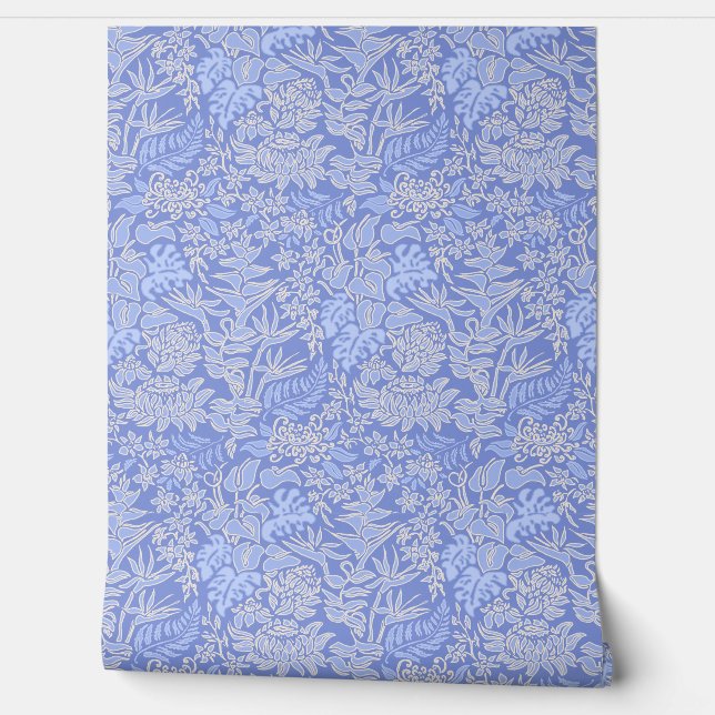 Papel Pintado Kauai Morning Protea Floral Hawaiana - Peri (Desenrollar)