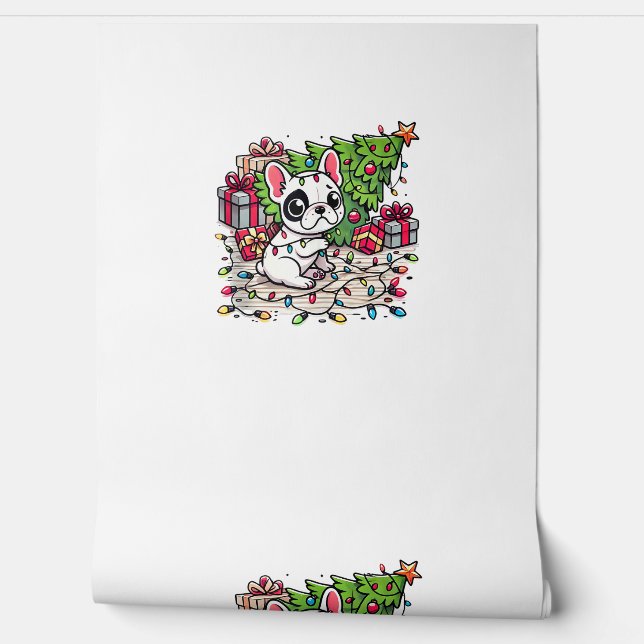 Papel Pintado Kawaii Anime Navidades de Frenchie Perro gracioso (Desenrollar)