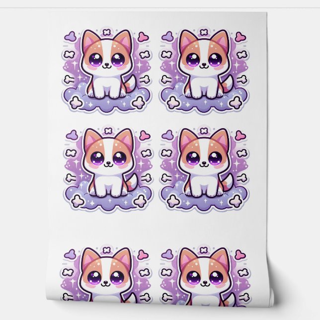 Papel Pintado Kawaii Cute Dog Adorable Personalizado Puppy Art (Desenrollar)