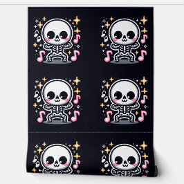 Papel Pintado Kawaii Dancing Skeleton Halloween Cute Spookhome