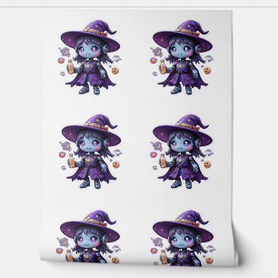 Papel Pintado Kawaii Robot Chica de brujas lindo hogar futurista