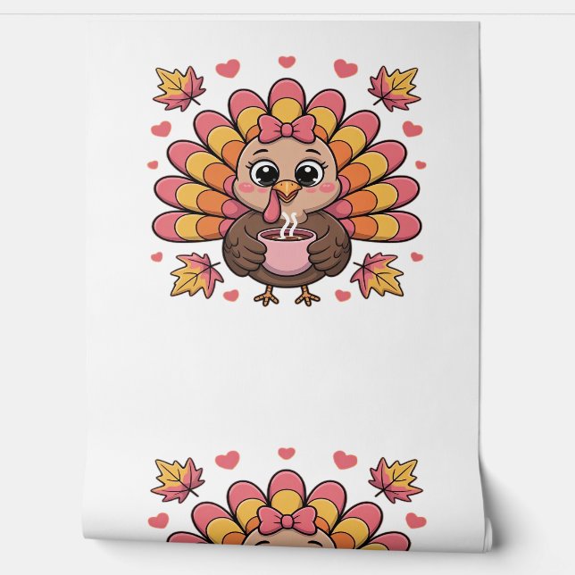 Papel Pintado kawaii rosa thanksintero pavo clásica camiseta (Desenrollar)