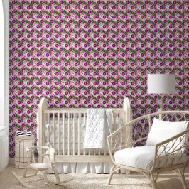 Papel Pintado Kawaii Spring Bunny: Floral Morado Vibrante Maxima