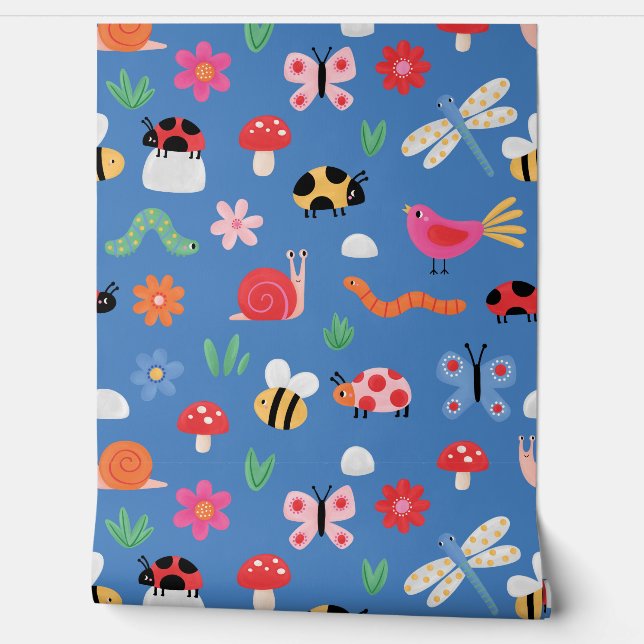 Papel Pintado Kids Blue Insect Wallpaper (Desenrollar)