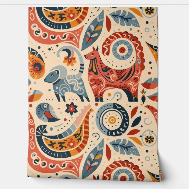 Papel Pintado Kid's Room Animal Paisley V3 (Desenrollar)