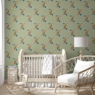 Papel Pintado Kokopelli nativo americano con dos plumas 1