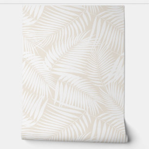Papel Pintado Kona Palms Hoja Tropical Hawaiana - Blanco