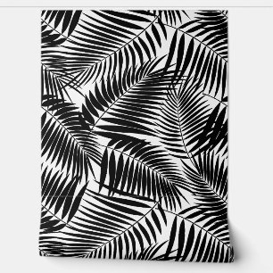 Papel Pintado Kona Palms Hoja Tropical Hawaiana - Negro