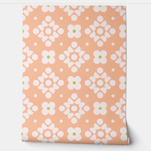 Papel Pintado (L) 2502220A Geometric Floral Pattern Green Dots (Desenrollar)