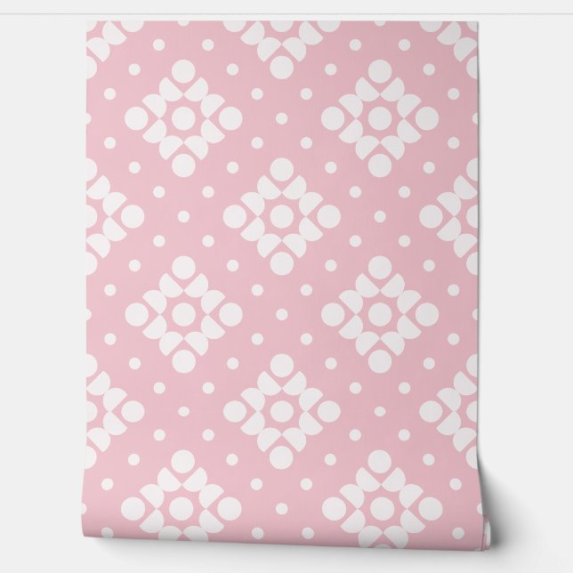 Papel Pintado (L) 2502222A Retro Dotty Diamond Pink Background (Desenrollar)