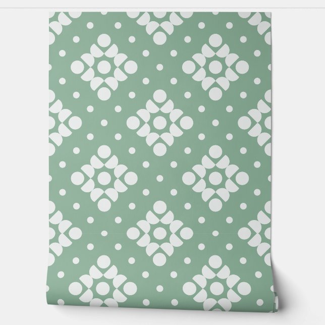 Papel Pintado (L) 2502222C Retro Dotty Diamond Green Backgroud (Desenrollar)