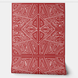 Papel Pintado L - Líneas Negritas - Baldosa Simétrica - Rojo y B