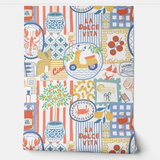 Papel Pintado La Dolce Vita Italian Summer Lemons Mediterranean  (Desenrollar)