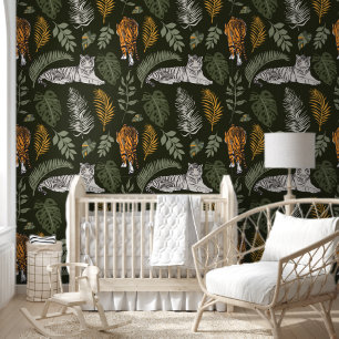 Papel Pintado La jungla de los tigres blancos