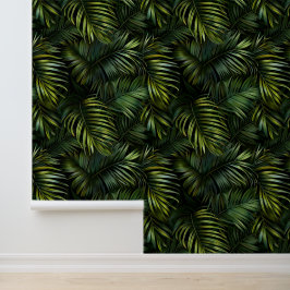Papel Pintado La palmera verde profunda deja flora exótica