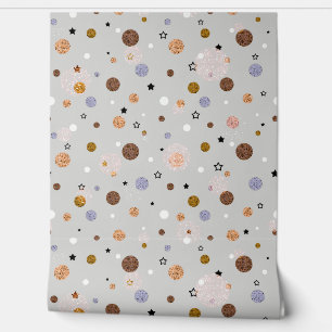 Papel Pintado La polka multicolor se pone en gris.