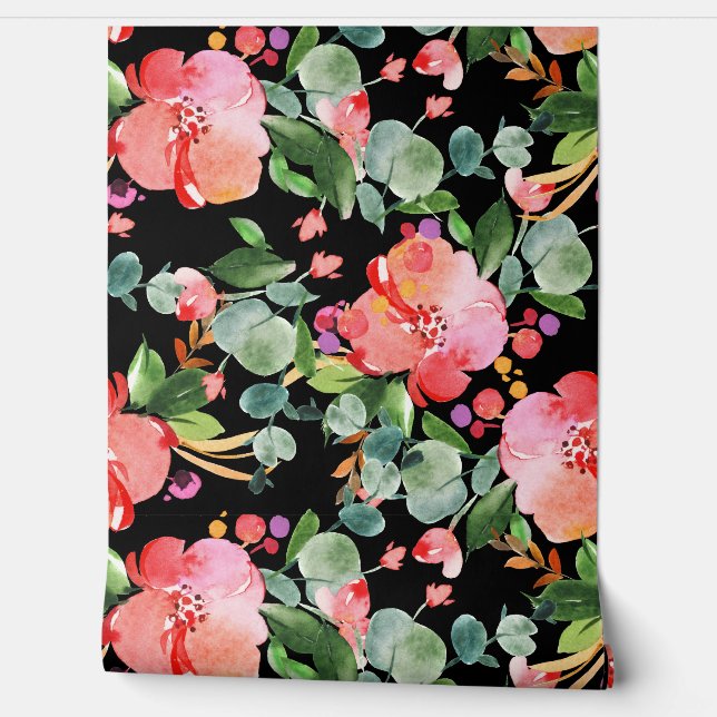 Papel Pintado La vegetación eucaliptus roja sobre el negro (Desenrollar)