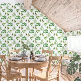 Papel Pintado La vegetación tropical en el patrón blanco