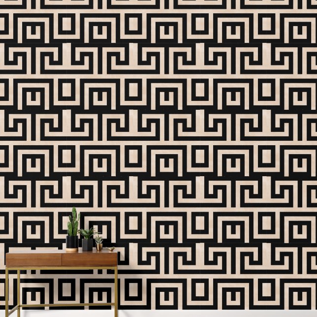Papel Pintado Laberinto negro y taupe (Pasillo)
