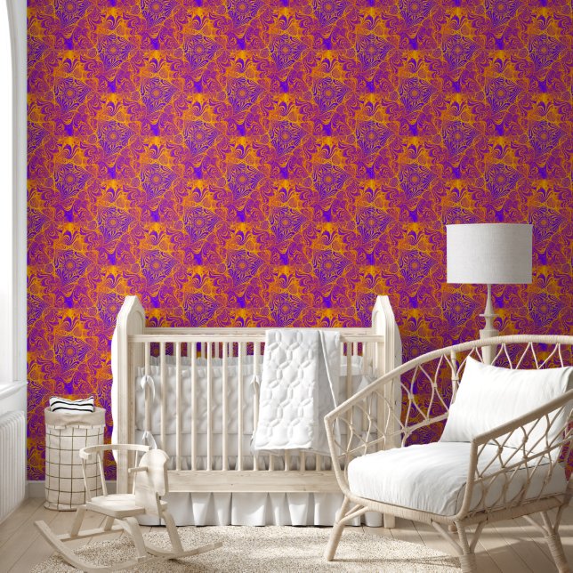 Papel Pintado Laberinto Triangular Mandala Patrón Continuo 2 (Niños)