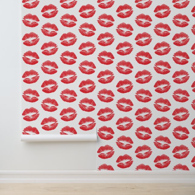 Papel Pintado Labios Rojos, Patrón De Labios, Labios Rojos, Beso (Solicitud)