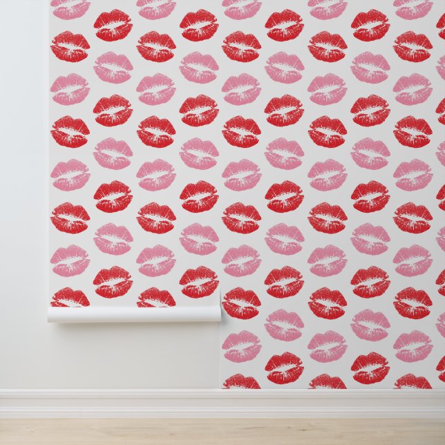 Papel Pintado Labios rojos y rosados, patrón de labios, labios,  (Solicitud)