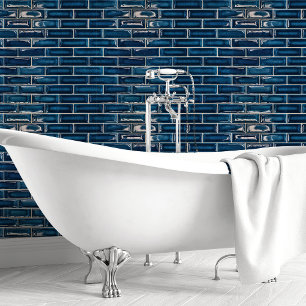 Papel Pintado Ladrillo de azulejo de metro de azul marino precio