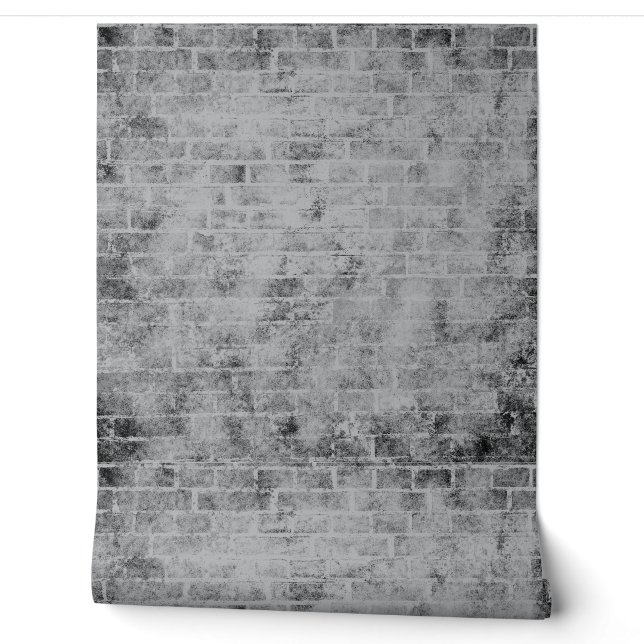 Papel pintado ladrillo gris moderno con efecto des (Desenrollar)