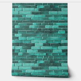 Papel Pintado Ladrillos azules verde azulados Gris Patrones sin 