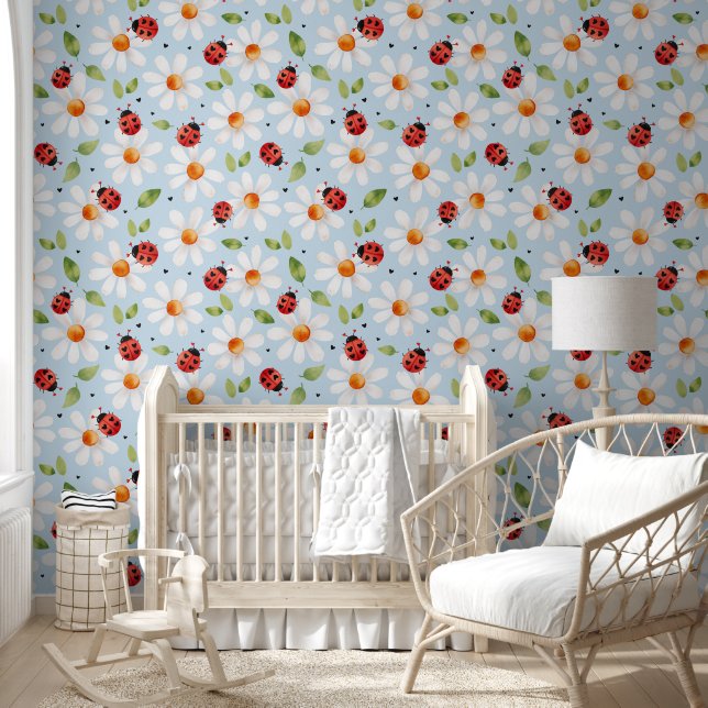 Papel Pintado Ladybug Daisy Chica Nursery Dormitorio Azul (Niños)