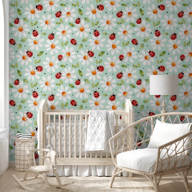 Papel Pintado Ladybug Daisy Nursery Kids Bedroom Mint (Niños)