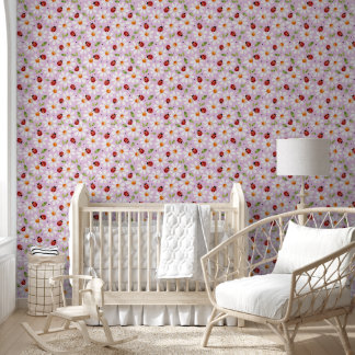 Papel Pintado Ladybug Daisy Nursery Kids Dormitorio Purple