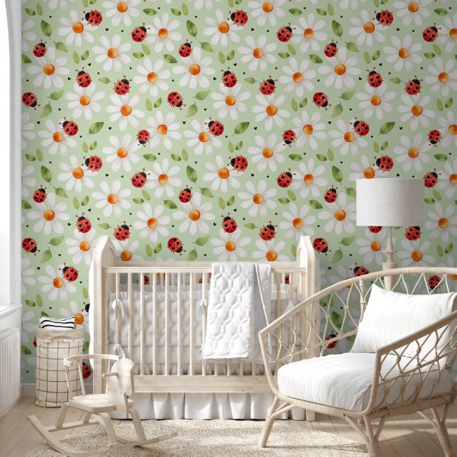 Papel Pintado Ladybug Daisy Nursery Kids Dormitorio Verde (Niños)