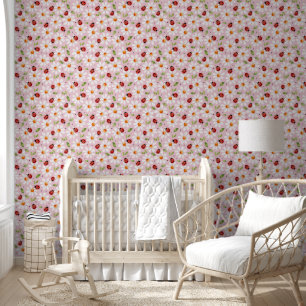 Papel Pintado Ladybug Daisy Nursery Niños Dormitorio Rosa