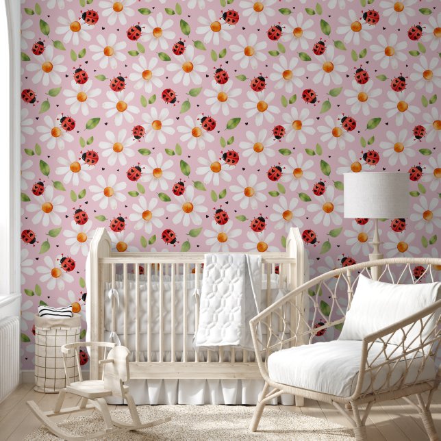 Papel Pintado Ladybug Daisy Nursery Niños Dormitorio Rosa (Niños)
