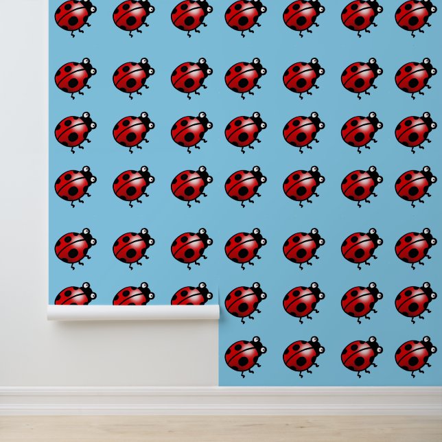 Papel Pintado ladybug divertido en azul (Solicitud)