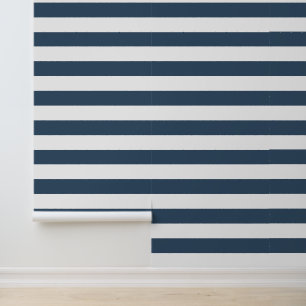 Papel Pintado Lago Azul y Blanco Franjas Horizontales Anchas