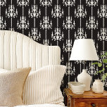 Papel Pintado Lámpara De Medianoche Vintage Negro Y Blanco<br><div class="desc">Añada un toque de elegancia a su casa con nuestro fondo de pantalla de candelabro negro y blanco de la medianoche! Este sofisticado diseño cuenta con lámparas de araña blancas decoradas con un fondo negro profundo, lo que crea un impresionante contraste que exuda el encanto y el lujo de la...</div>