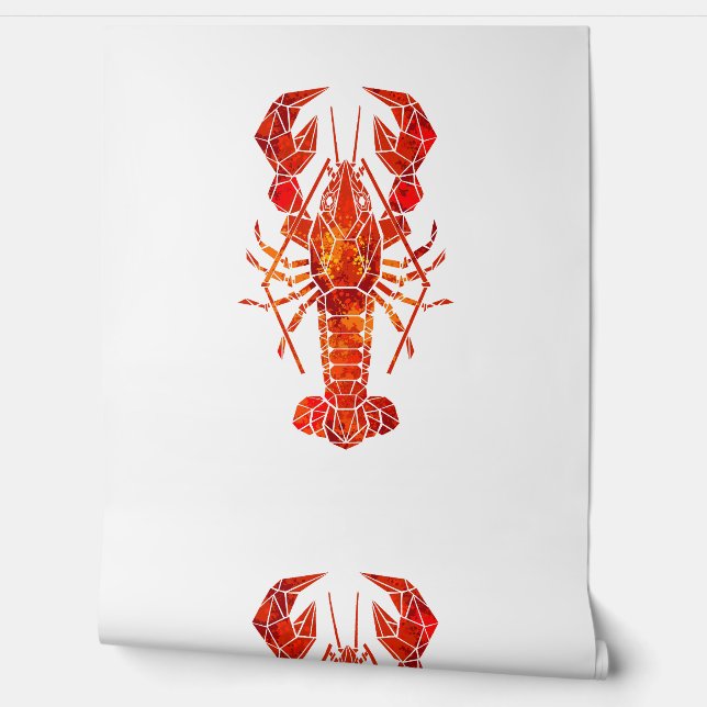 Papel Pintado Langosta poligonal roja (Desenrollar)