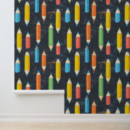 Papel Pintado Lápiz colorido de decoración de paredes de escuela