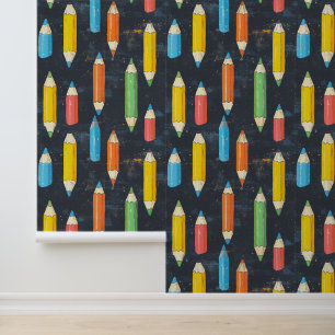 Papel Pintado Lápiz colorido de decoración de paredes de escuela