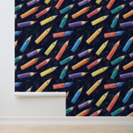 Papel Pintado Lápiz colorido de decoración de paredes de escuela