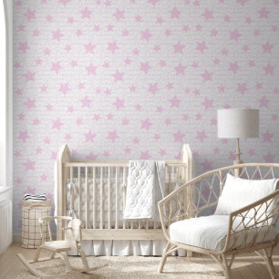 Papel Pintado Las estrellas francesas del amor rosado en la pare