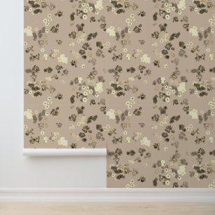 Papel Pintado Las flores de amapola e iris de Van Gogh en Beige