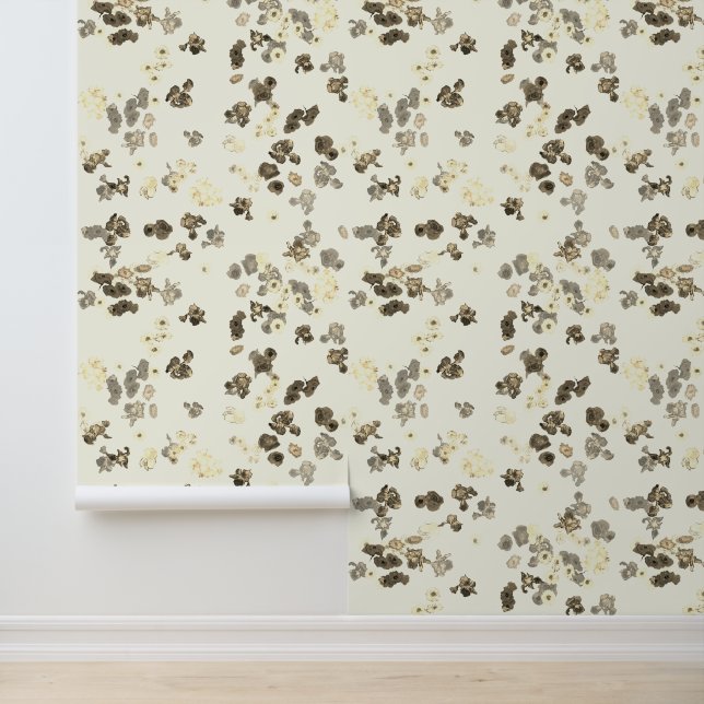 Papel Pintado Las flores de amapola e iris de Van Gogh en Beige (Solicitud)