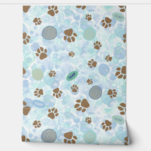 Papel Pintado Lavado De Perro En Jabón De Baño De Burbujas Y Esp